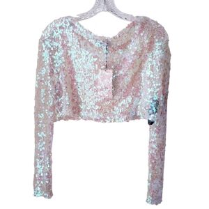 Zara Irridecent Sequins Sheer Crop Top